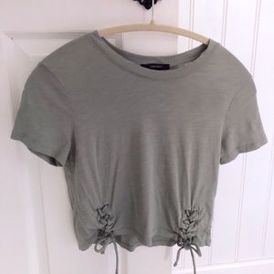 Light green tie crop top